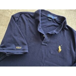 Polo Ralph Lauren Classic Fit Big Pony Logo Polo Shirt Mens XXL Blue Gold